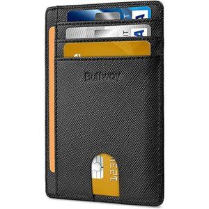 Buffway Slim Minimalist Front Pocket RFID Blocking Leather Wallets for Men Women